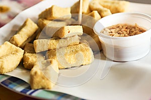Snack and Dessert, Chinese Traditional Deep Fried Tofu or Fried Bean Curd.