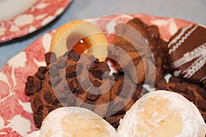 Snack in Eastern countries with Egyptian cookies and tea.