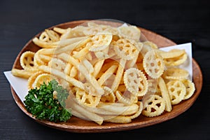 Snack food plate with parsley