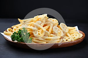 Snack food plate with parsley