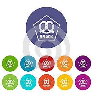 Snack icons set vector color