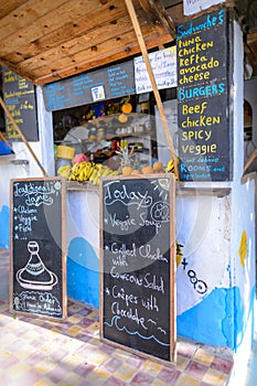 A snack and juice bar in Taghazout surf and fishing village,agadir,morocco