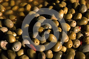 Snack .ÃÅ¾lives in a brine. Marinated olives. photo