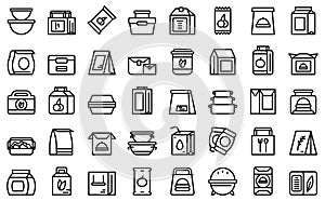 Snack pack icons set outline vector. Candy bag