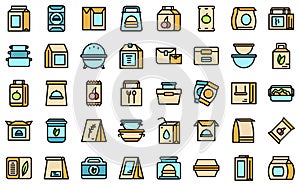 Snack pack icons set vector flat