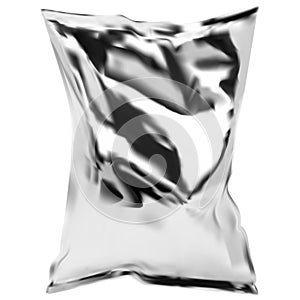 Snack package. Foil pouch. Chips packet blank. 3d