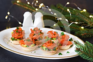 Snack with salmon and avocadon