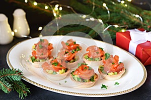 Snack with salmon and avocadon