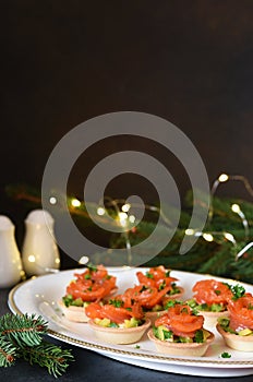 Snack with salmon and avocadon