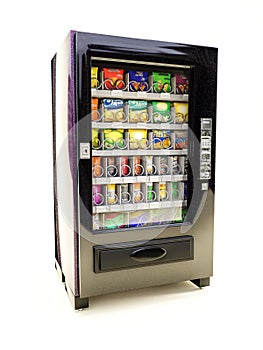 Snack vending machine on white