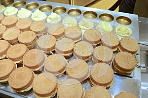 The snack of wheel shaped cakes closeup