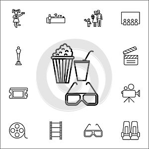 snacks and 3d glasses icon. Cinema icons universal set for web and mobile