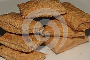 Snacks salty biscuits with white background