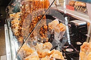 Snacks stall at the Boqueria market in Barcelona