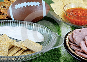 Snacks for watching a football game. Great for Super Bowl or Playoff themed projects. photo
