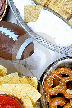 Snacks for watching a football game. Great for Super Bowl or Playoff themed projects. photo