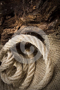 Snag on burlap at night