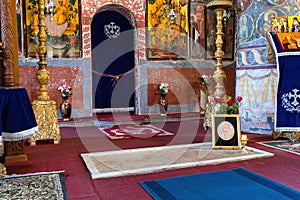 Snagov, Romania - March 30, 2019: Vlad Tepes Dracula tombstone located in the Snagov Monastery