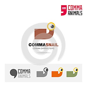 Snail animal concept icon set and modern brand identity logo template and app symbol based on comma sign
