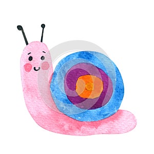 Snail Cartoon watercolor collection on white background , Hand drawn character for Kids, Greeting Card , Cases design, Postcards,