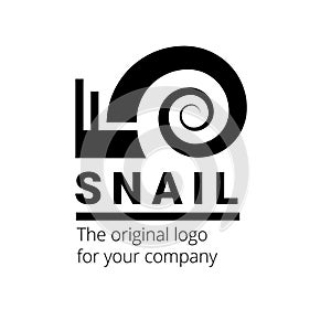 Snail is a creative black logo symbol suitable for industrial organization. Unusual and beautiful vector sign