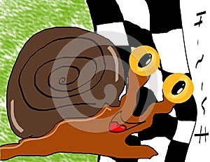 Snail at finishing line