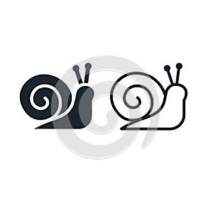 Snail flat and line icon, slug. Mollusk invertebrates.