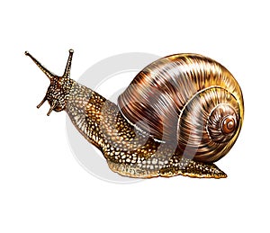 Snail Gastropoda realistic drawing