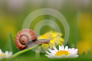 Snail in grass created with ai technology