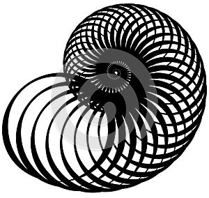 Snail, helix made of inward rotating circles. Abstract element i
