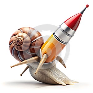 a snail with a jetpack nervously