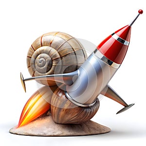 a snail with a jetpack nervously