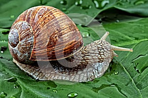 Snail on a leaf