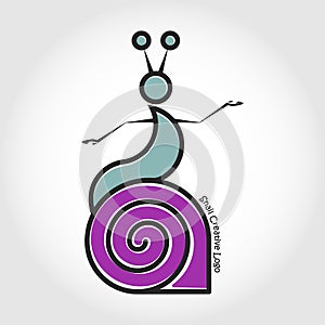 The snail left the shell. Vector logo.