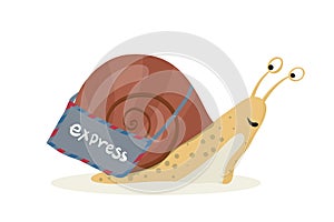 Snail mail with mail bag cartoon style illustration