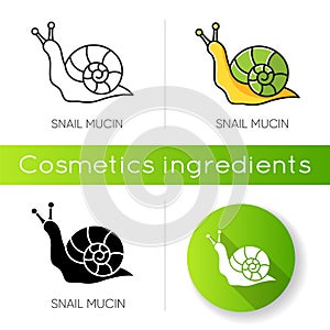 Snail mucin icon. Skincare natural component. Organic delicate product. Healing effect. Repairing effect for skin