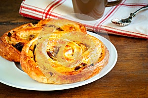 Snail pastry or pain au raisin