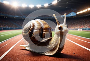 Snail runs on the racetrack. Generative AI