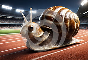 Snail runs on the racetrack. Generative AI