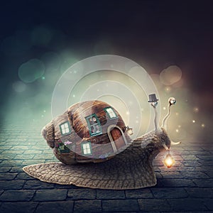 Snail with a shell house