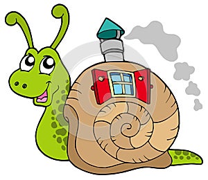 Snail with shell house