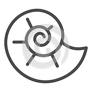 Snail shell line icon, nautical concept, circle spiral shaped seashell sign on white background, seashell nautilus icon