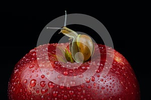 A snail on an apple