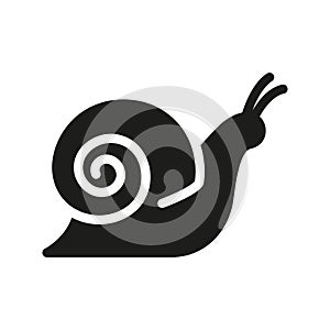 Snail Silhouette Icon. Slug in Shell Crawl Glyph Pictogram. Helix Slow Icon. Cute Escargot Moving. Slimy Eatable Spiral