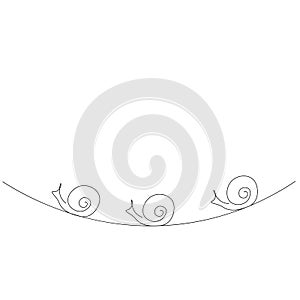 Snail silhouette one line drawing vector illustrtion
