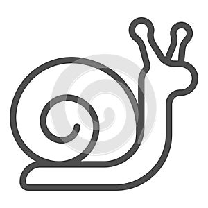 Snail with spiral shell line icon, animal hospital concept, mollusk with spiral shell sign on white background, Garden