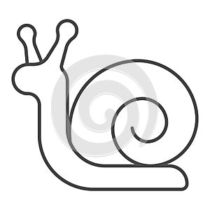Snail with spiral shell thin line icon, animal hospital concept, mollusk with spiral shell sign on white background