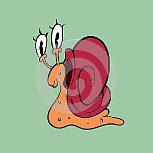 Snail vintage toons: funny character, vector illustration trendy classic retro cartoon style