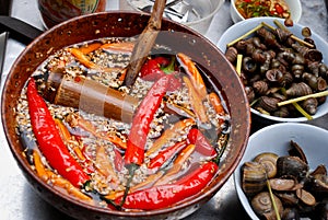 Snails and chile peppers, Hanoi, Vietnam
