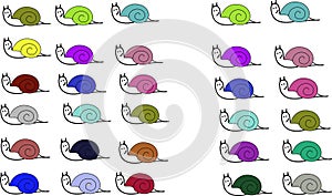 Snails of different colours